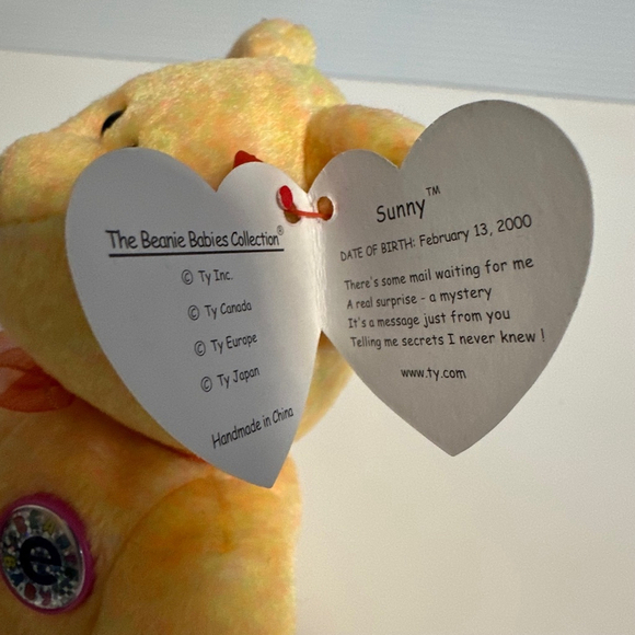 Ty Beanie Baby Sunny Yellow Plush Toy 2000 nwt new vintage - Picture 7 of 10